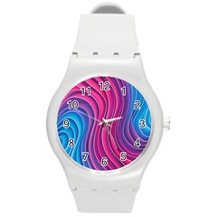 Spiral Swirl Pattern Light Circle Round Plastic Sport Watch (m) by Ndabl3x