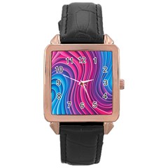 Spiral Swirl Pattern Light Circle Rose Gold Leather Watch  by Ndabl3x