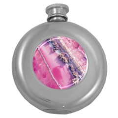 Texture Pink Pattern Paper Grunge Round Hip Flask (5 Oz) by Ndabl3x