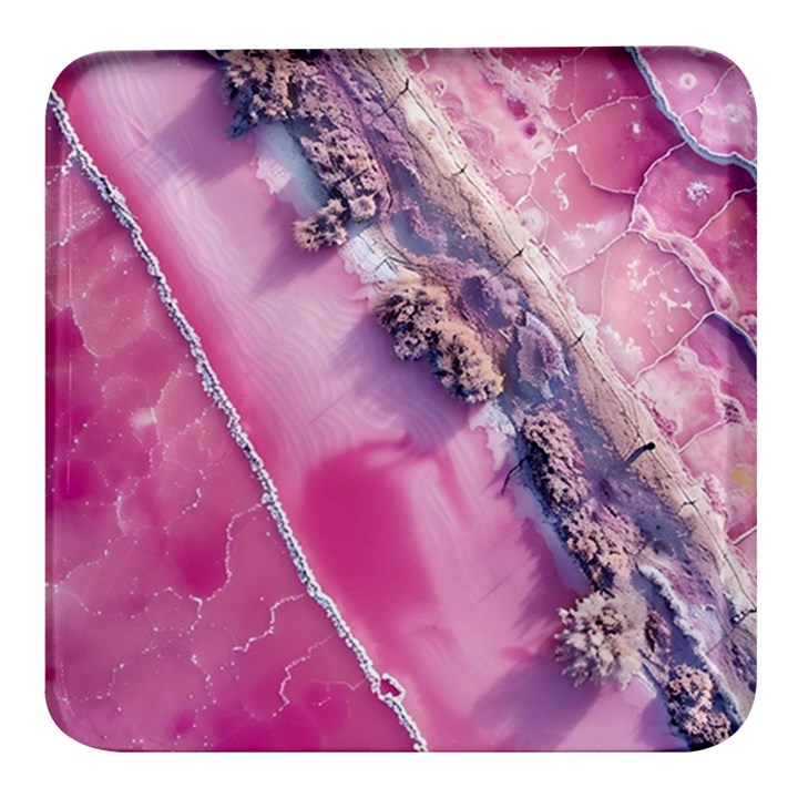 Texture Pink Pattern Paper Grunge Square Glass Fridge Magnet (4 pack)