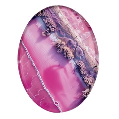 Texture Pink Pattern Paper Grunge Oval Glass Fridge Magnet (4 Pack)