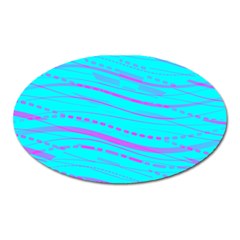 Wave Stripe Pattern Design Aqua Oval Magnet by Ndabl3x