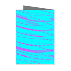 Wave Stripe Pattern Design Aqua Mini Greeting Cards (pkg Of 8) by Ndabl3x