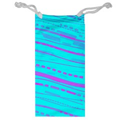 Wave Stripe Pattern Design Aqua Jewelry Bag by Ndabl3x