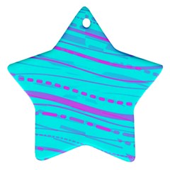 Wave Stripe Pattern Design Aqua Star Ornament (two Sides) by Ndabl3x