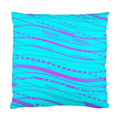 Wave Stripe Pattern Design Aqua Standard Cushion Case (two Sides) by Ndabl3x