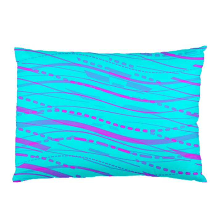 Wave Stripe Pattern Design Aqua Pillow Case