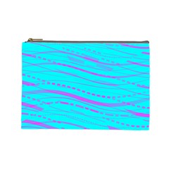 Wave Stripe Pattern Design Aqua Cosmetic Bag (large) by Ndabl3x