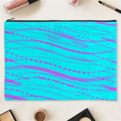 Wave Stripe Pattern Design Aqua Cosmetic Bag (xxxl) by Ndabl3x