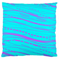 Wave Stripe Pattern Design Aqua Standard Premium Plush Fleece Cushion Case (one Side) by Ndabl3x