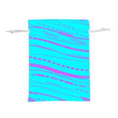 Wave Stripe Pattern Design Aqua Lightweight Drawstring Pouch (l) by Ndabl3x