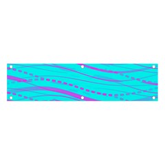 Wave Stripe Pattern Design Aqua Banner And Sign 4  X 1  by Ndabl3x