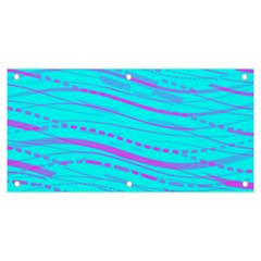 Wave Stripe Pattern Design Aqua Banner And Sign 6  X 3  by Ndabl3x