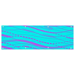 Wave Stripe Pattern Design Aqua Banner And Sign 9  X 3  by Ndabl3x