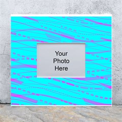 Wave Stripe Pattern Design Aqua White Wall Photo Frame 5  X 7  by Ndabl3x