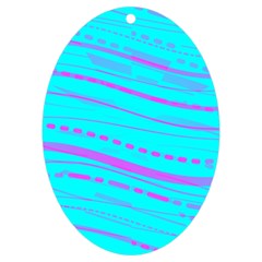 Wave Stripe Pattern Design Aqua Uv Print Acrylic Ornament Oval by Ndabl3x