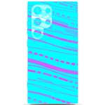 Wave Stripe Pattern Design Aqua Samsung Galaxy S24 Ultra 6.9 Inch Black TPU UV Case Front