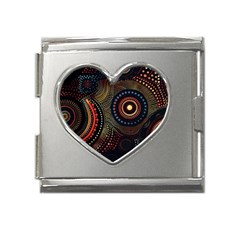 Abstract Geometric Pattern Mega Link Heart Italian Charm (18mm)