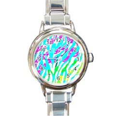 Animal Print Bright Abstract Round Italian Charm Watch by Ndabl3x