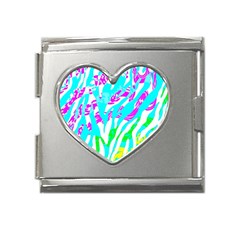 Animal Print Bright Abstract Mega Link Heart Italian Charm (18mm)