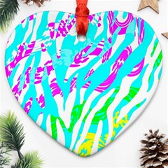 Animal Print Bright Abstract Heart Ornament (two Sides) by Ndabl3x