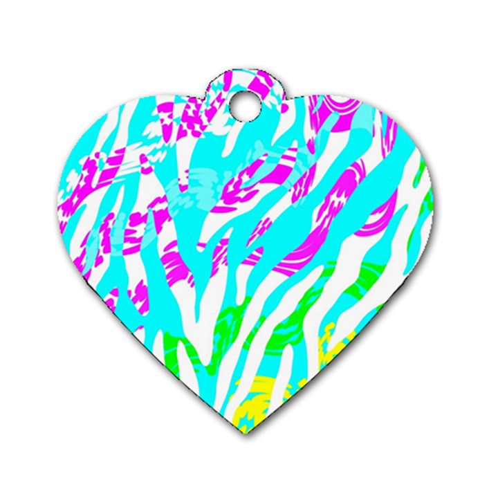 Animal Print Bright Abstract Dog Tag Heart (One Side)