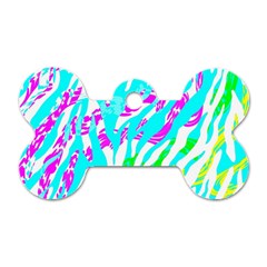 Animal Print Bright Abstract Dog Tag Bone (one Side) by Ndabl3x