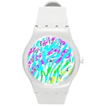 Animal Print Bright Abstract Round Plastic Sport Watch (M) Front