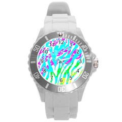 Animal Print Bright Abstract Round Plastic Sport Watch (l) by Ndabl3x