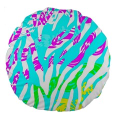 Animal Print Bright Abstract Large 18  Premium Round Cushions by Ndabl3x