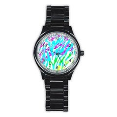 Animal Print Bright Abstract Stainless Steel Round Watch by Ndabl3x