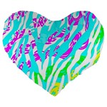 Animal Print Bright Abstract Large 19  Premium Flano Heart Shape Cushions Front