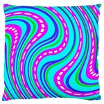 Swirls Pattern Design Bright Aqua Large Premium Plush Fleece Cushion Case (Two Sides) Front