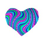 Swirls Pattern Design Bright Aqua Standard 16  Premium Flano Heart Shape Cushions Back