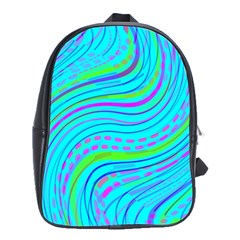 Pattern Swirl Pink Green Aqua School Bag (large) by Ndabl3x