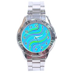 Pattern Swirl Pink Green Aqua Stainless Steel Analogue Watch by Ndabl3x