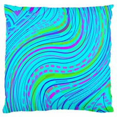 Pattern Swirl Pink Green Aqua Standard Premium Plush Fleece Cushion Case (one Side) by Ndabl3x