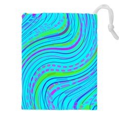 Pattern Swirl Pink Green Aqua Drawstring Pouch (5xl) by Ndabl3x