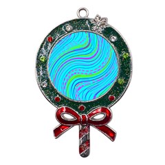 Pattern Swirl Pink Green Aqua Metal X mas Lollipop With Crystal Ornament by Ndabl3x