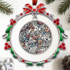 7bbf2620-c583-4b5b-b343-7748628ee7df Metal X mas Wreath Ribbon Ornament