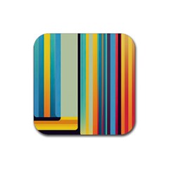 Colorful Rainbow Striped Pattern Stripes Background Rubber Coaster (square) by Ket1n9