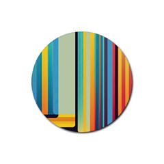 Colorful Rainbow Striped Pattern Stripes Background Rubber Round Coaster (4 Pack) by Ket1n9