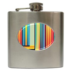 Colorful Rainbow Striped Pattern Stripes Background Hip Flask (6 Oz) by Ket1n9