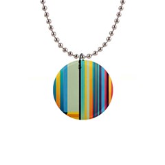 Colorful Rainbow Striped Pattern Stripes Background 1  Button Necklace