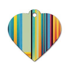 Colorful Rainbow Striped Pattern Stripes Background Dog Tag Heart (two Sides) by Ket1n9