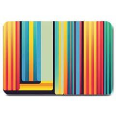 Colorful Rainbow Striped Pattern Stripes Background Large Doormat by Ket1n9