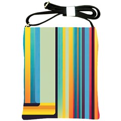 Colorful Rainbow Striped Pattern Stripes Background Shoulder Sling Bag by Ket1n9