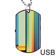 Colorful Rainbow Striped Pattern Stripes Background Dog Tag Usb Flash (two Sides) by Ket1n9