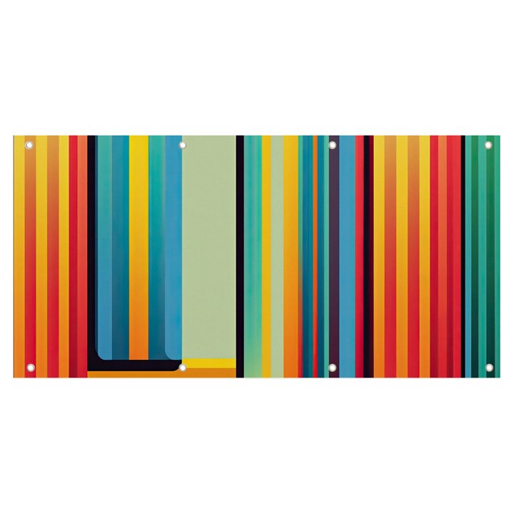 Colorful Rainbow Striped Pattern Stripes Background Banner and Sign 8  x 4 