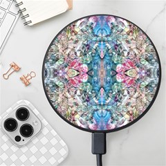 Turquoise Arabesque Wireless Fast Charger(black) by kaleidomarblingart